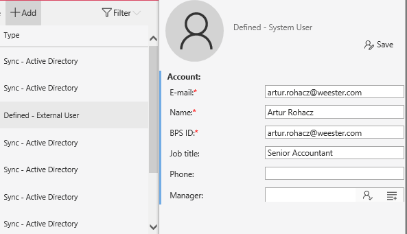The image shows how to add a user in the administration panel